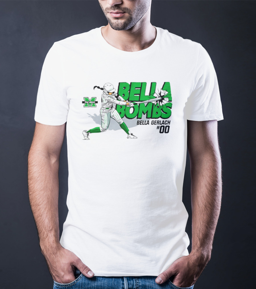Marshall Thundering Herd Bella Bombs Bella Gerlach #00 NCAA Softball T-Shirt