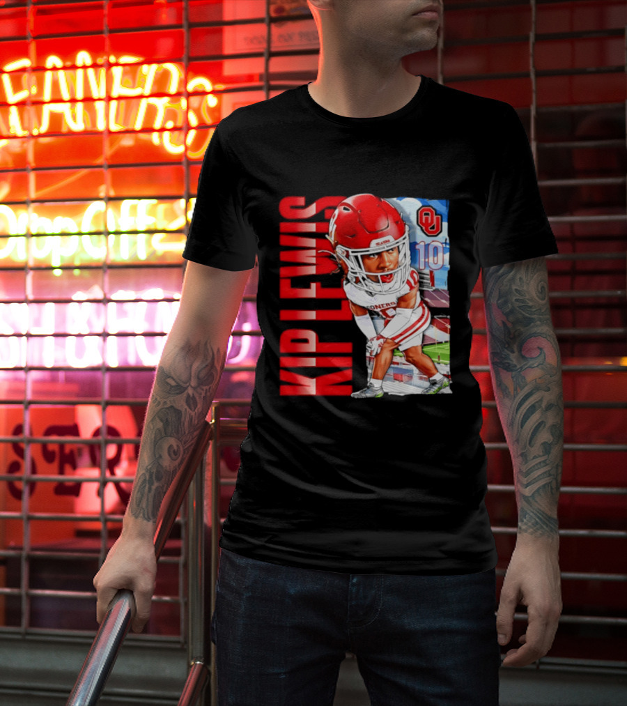 Kip Lewis 10 Oklahoma Sooners NCAA Football Player Caricature T-Shirt