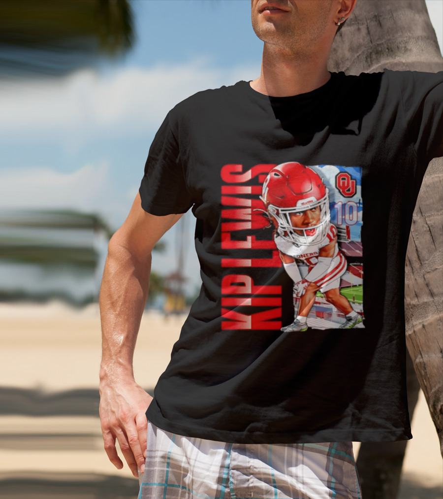 Kip Lewis 10 Oklahoma Sooners NCAA Football Player Caricature T-Shirt