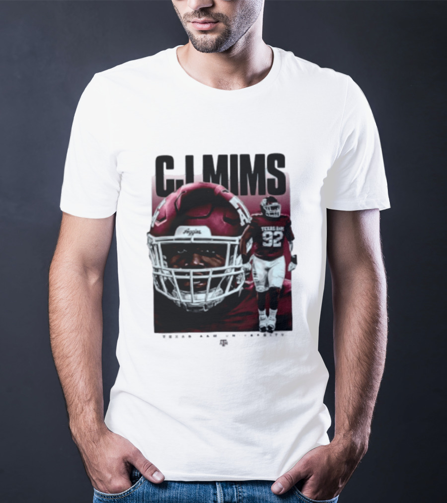 CJ Mims 92 Texas A&M Football NCAA Player T-Shirt