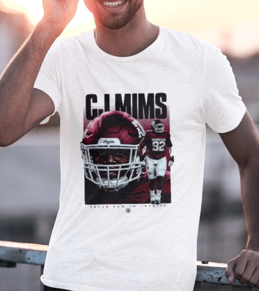 CJ Mims 92 Texas A&M Football NCAA Player T-Shirt