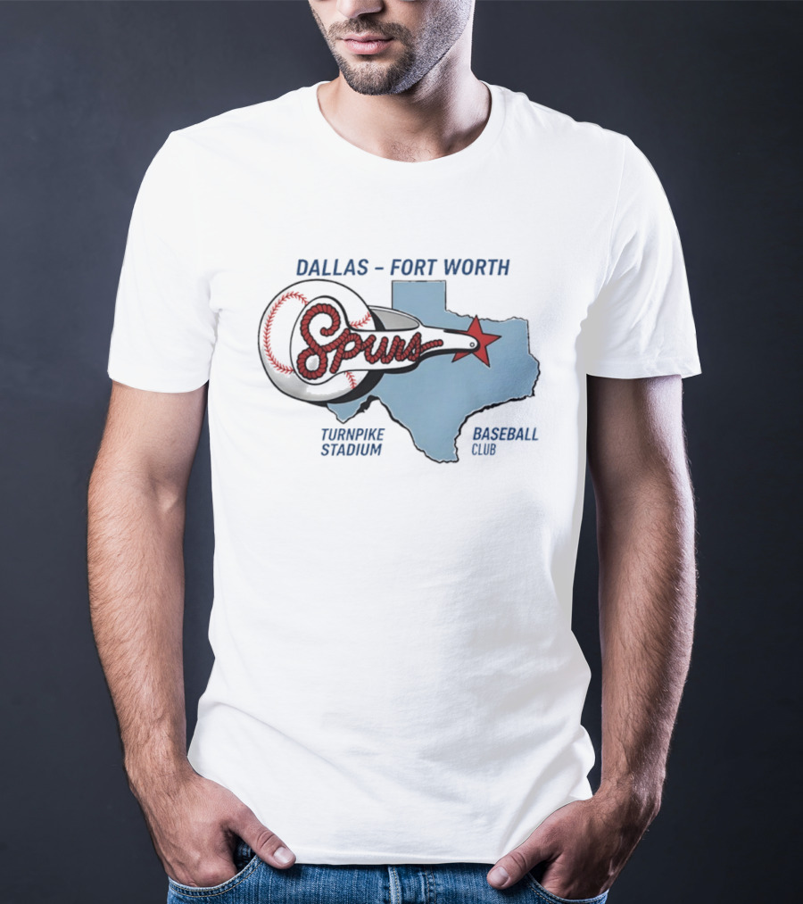 Dallas Fort Worth Spurs Turnpike Stadium Texas Map Baseball Club T-Shirt