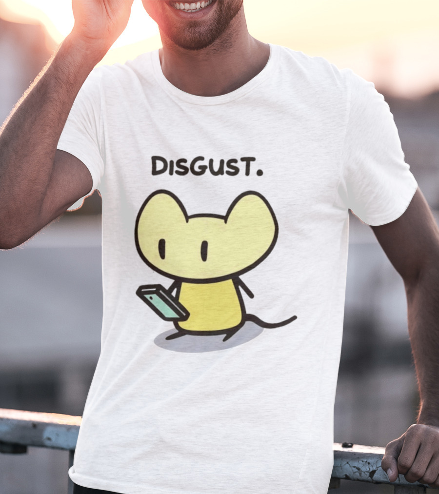 Disgust Mouse With Phone Vintage Humor T-Shirt