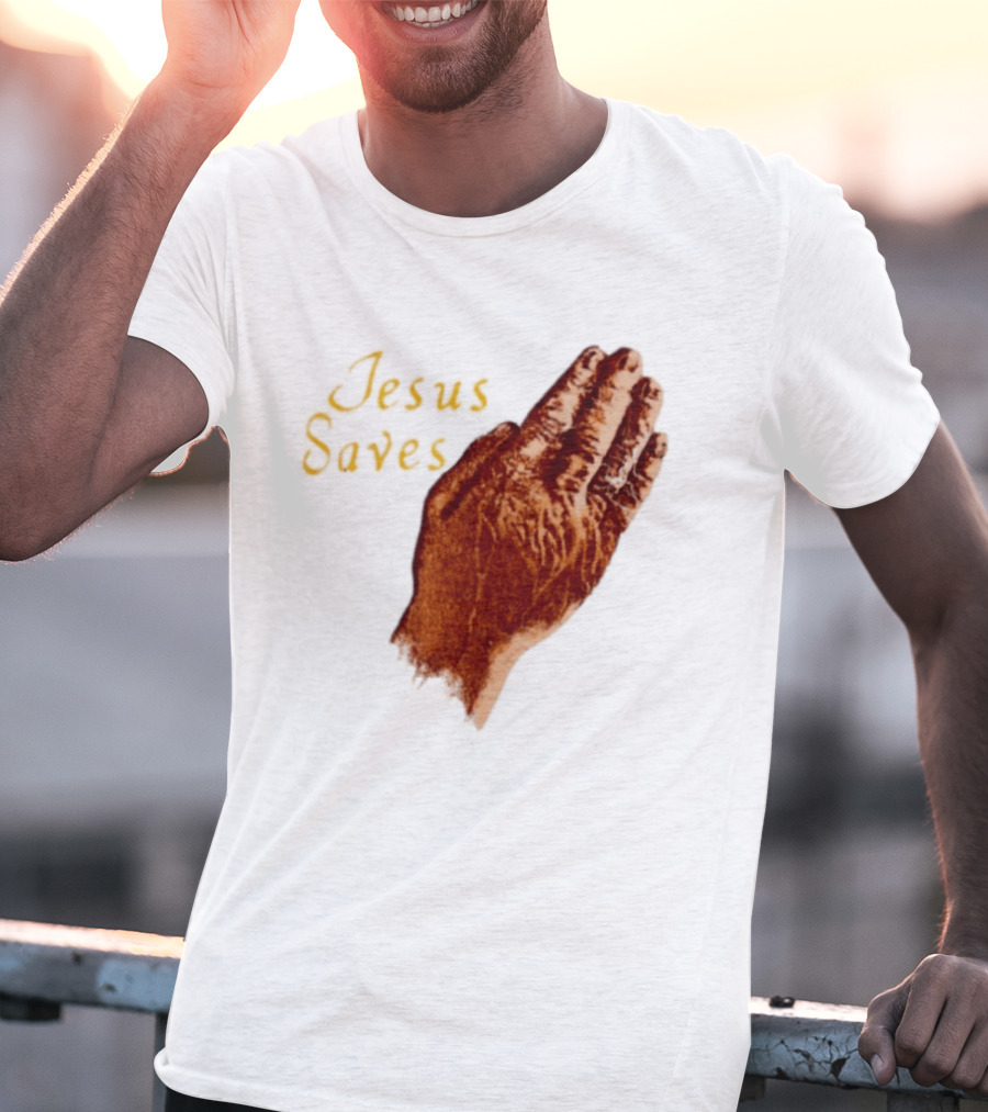 Jesus Saves Praying Hands Religious Faith Christian T-Shirt