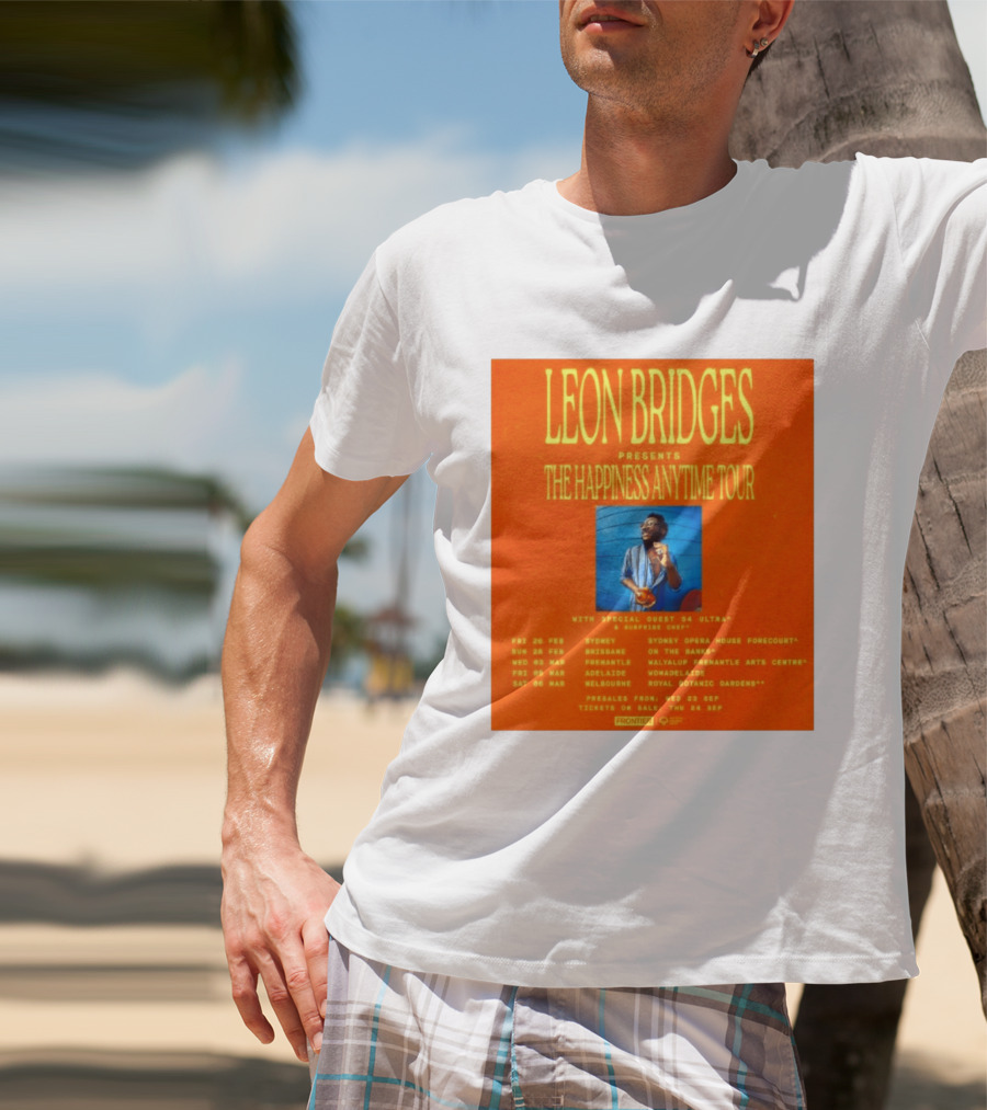 Leon Bridges Presents The Happiness Anytime Tour 2026 With Special Guests Australia Dates T-Shirt