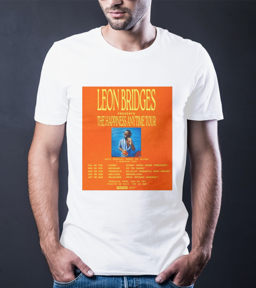 Leon Bridges Presents The Happiness Anytime Tour 2026 With Special Guests Australia Dates T-Shirt
