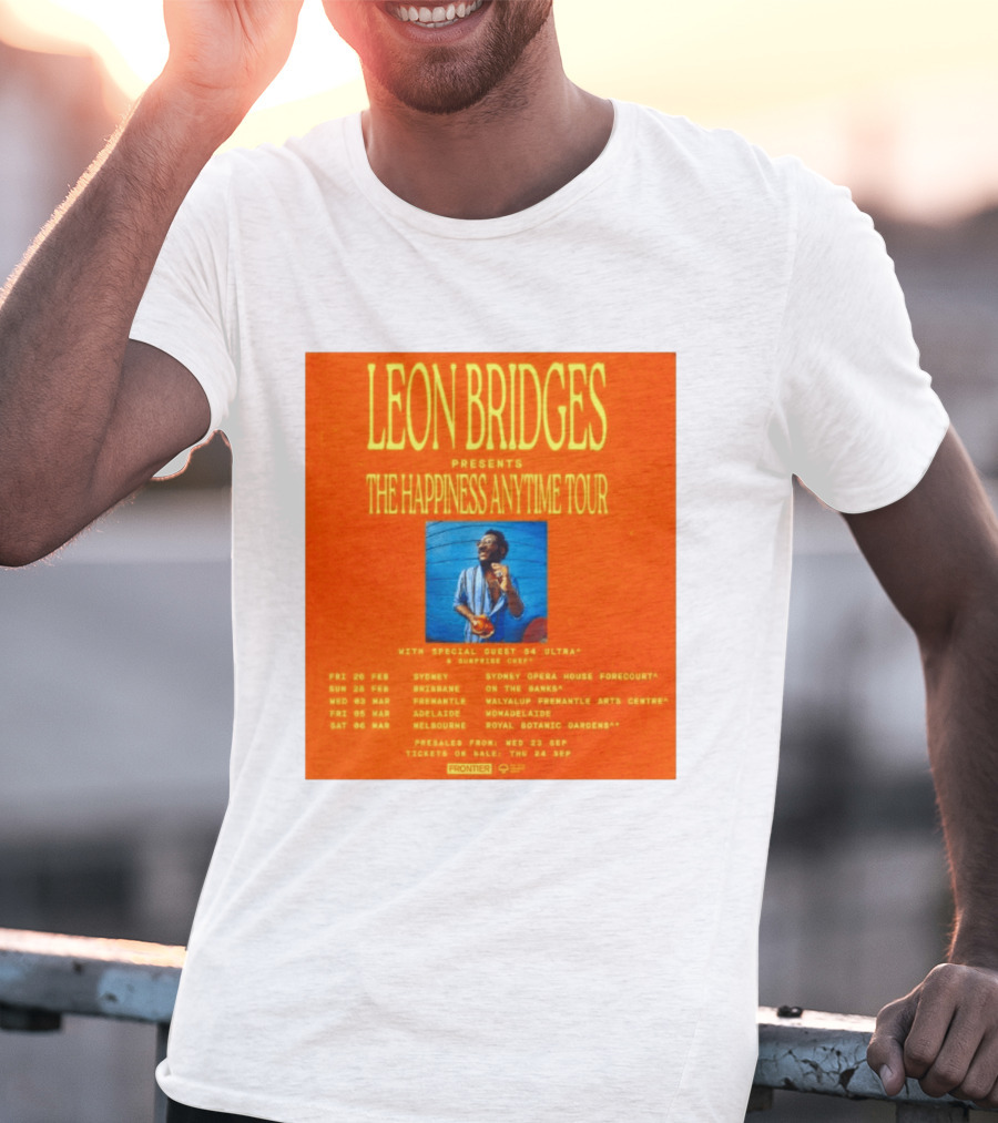 Leon Bridges Presents The Happiness Anytime Tour 2026 With Special Guests Australia Dates T-Shirt