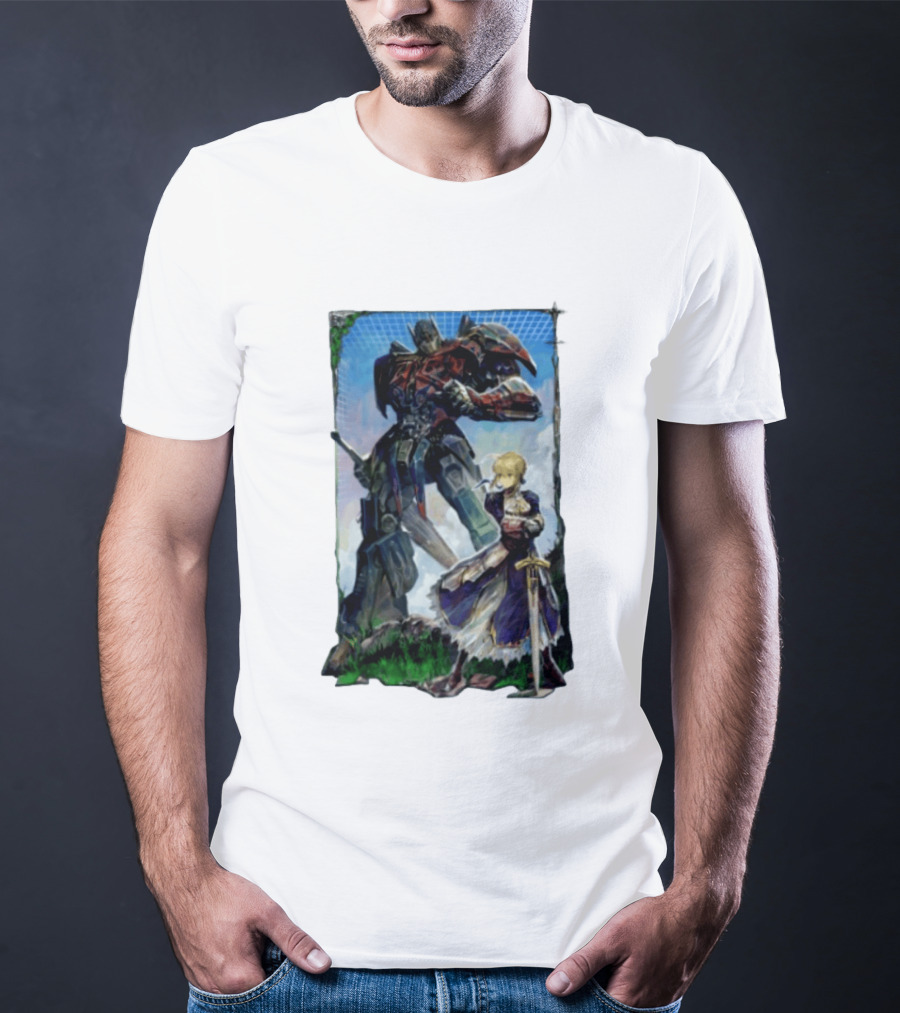 Optimus Prime Transformers With Saber Fate Stay Night Anime T-Shirt