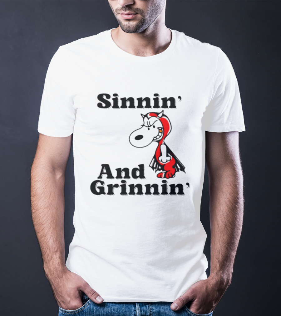 Sinnin' And Grinnin' Snoopy Devil Peanuts Cartoon T-Shirt