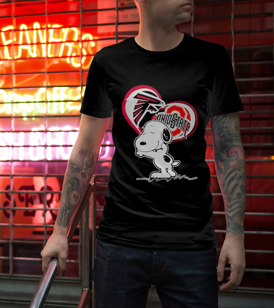 Atlanta Falcons Ohio State Buckeyes Snoopy Peanuts Heart T-Shirt