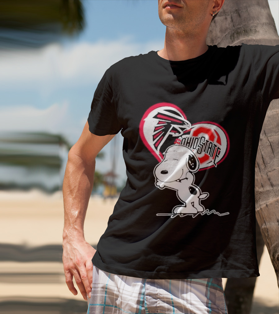 Atlanta Falcons Ohio State Buckeyes Snoopy Peanuts Heart T-Shirt