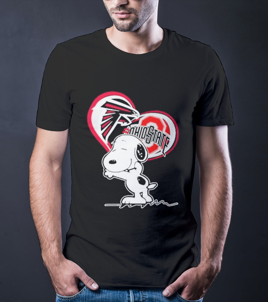 Atlanta Falcons Ohio State Buckeyes Snoopy Peanuts Heart T-Shirt