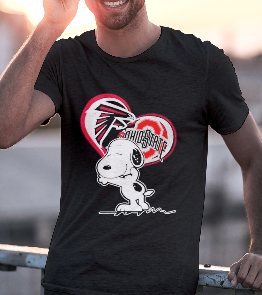 Atlanta Falcons Ohio State Buckeyes Snoopy Peanuts Heart T-Shirt