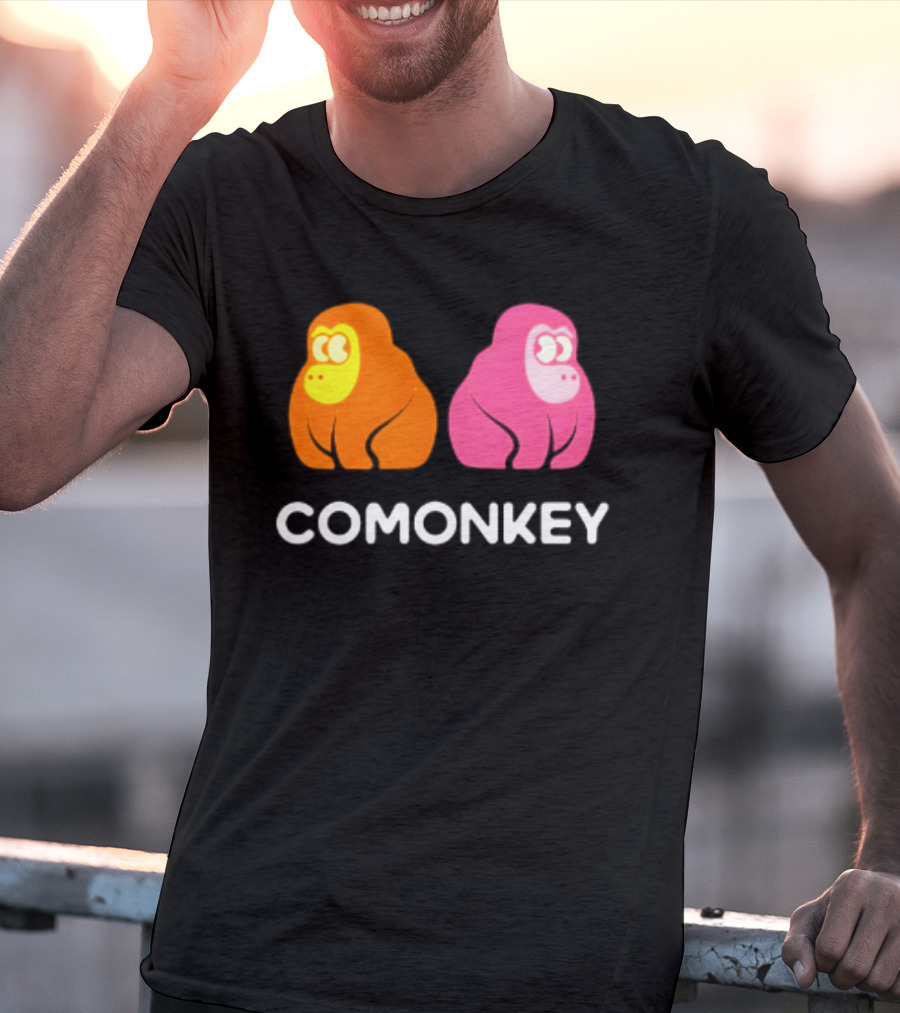 Comonkey Orange Pink Gorilla Ape Minimalist T-Shirt