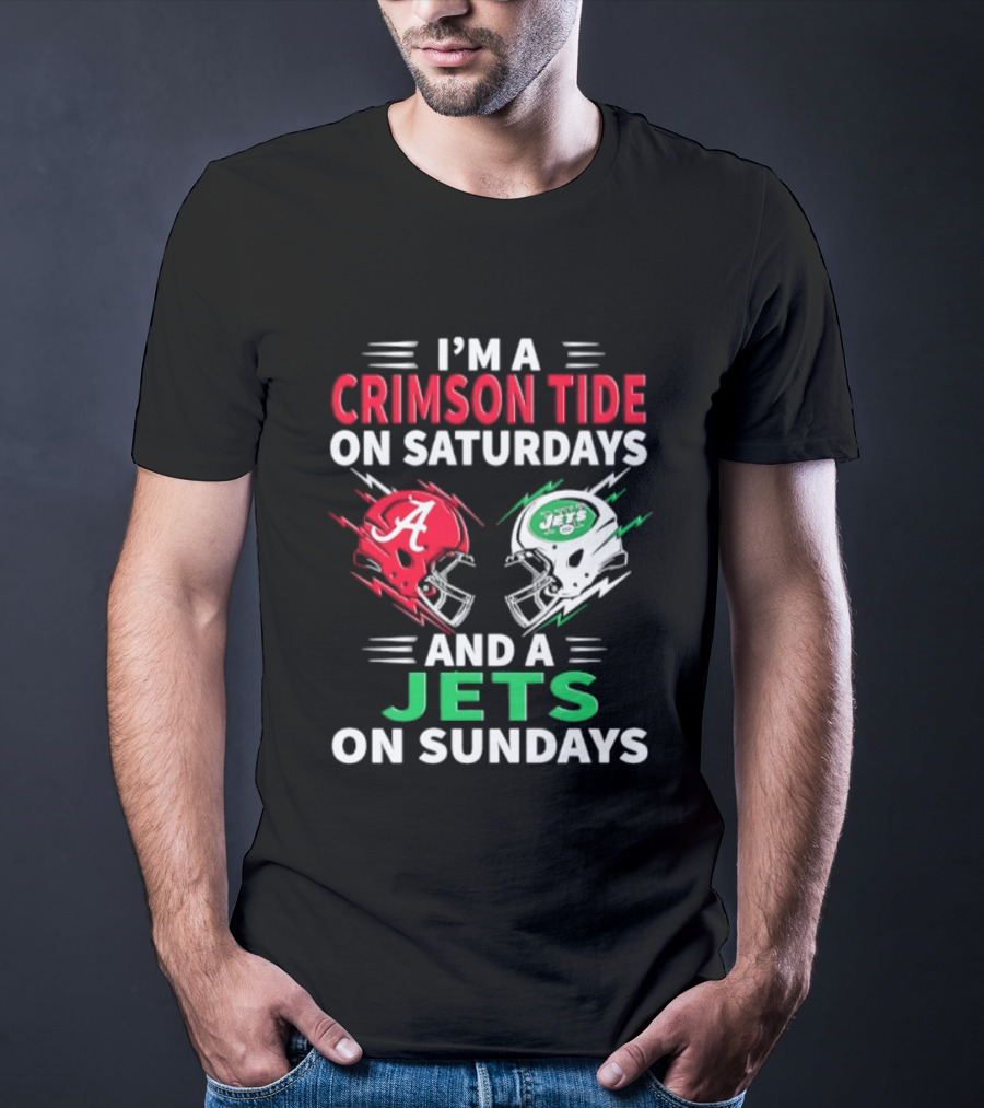 I'm A Crimson Tide On Saturdays And A Jets On Sundays Helmet Football T-Shirt