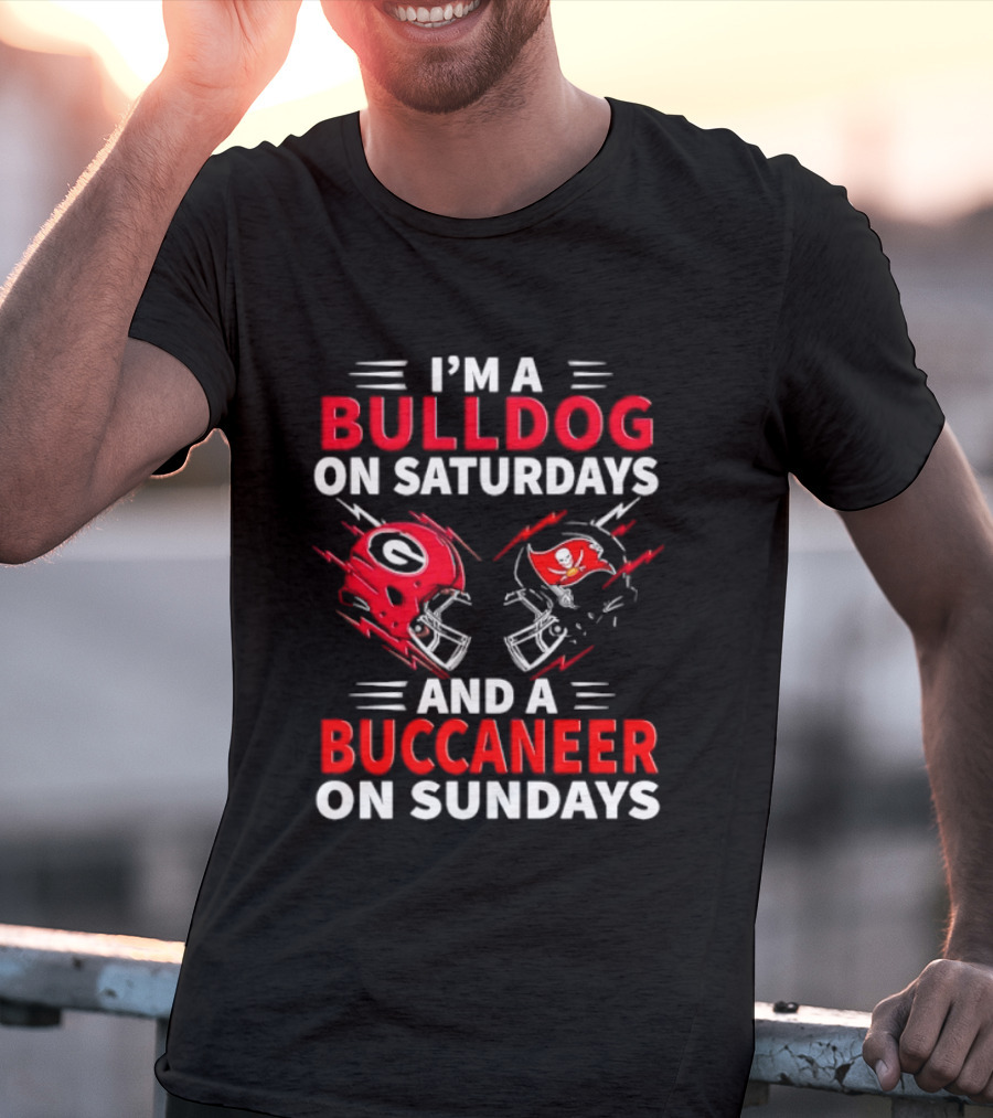 Georgia Bulldogs Saturday Tampa Bay Buccaneers Sunday Football Helmets T-Shirt
