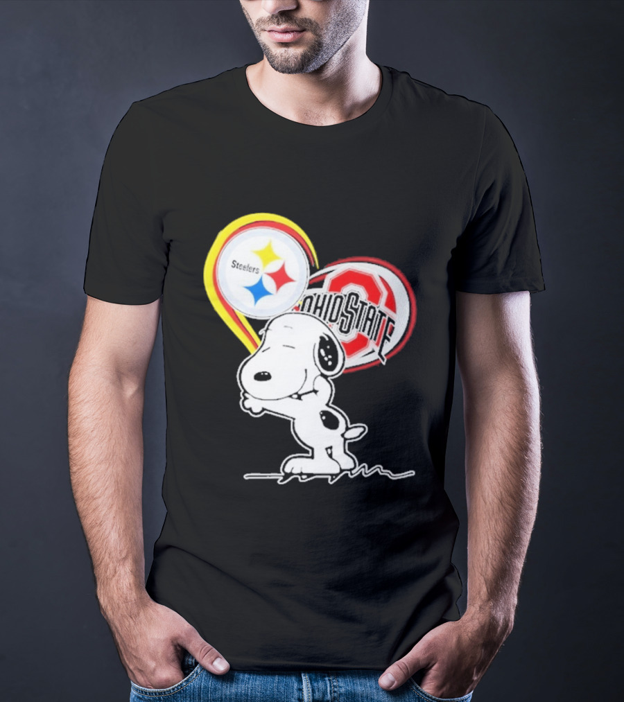 Pittsburgh Steelers Ohio State Buckeyes Snoopy Peanuts Heart T-Shirt