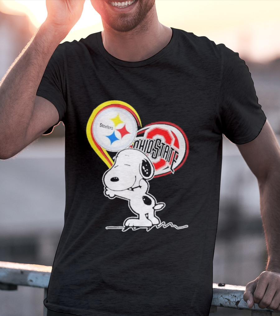 Pittsburgh Steelers Ohio State Buckeyes Snoopy Peanuts Heart T-Shirt