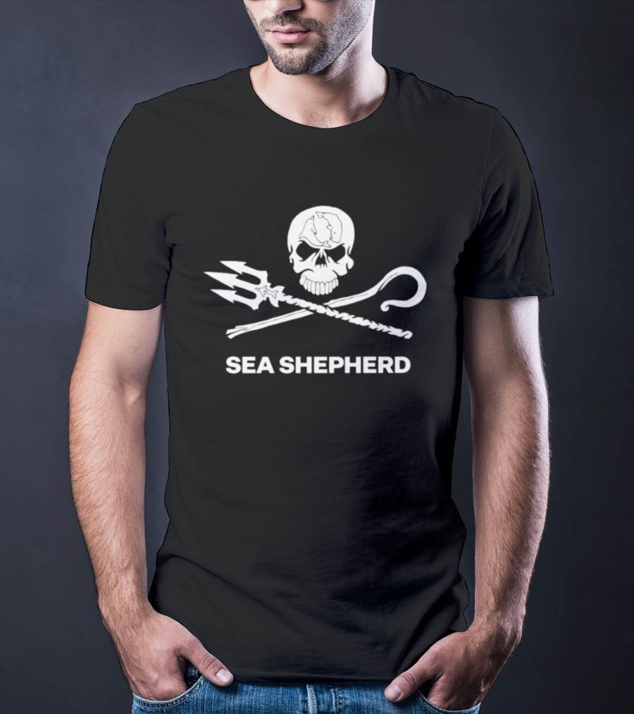 Sea Shepherd Jolly Roger Skull And Crossbones Trucker Hat T-Shirt