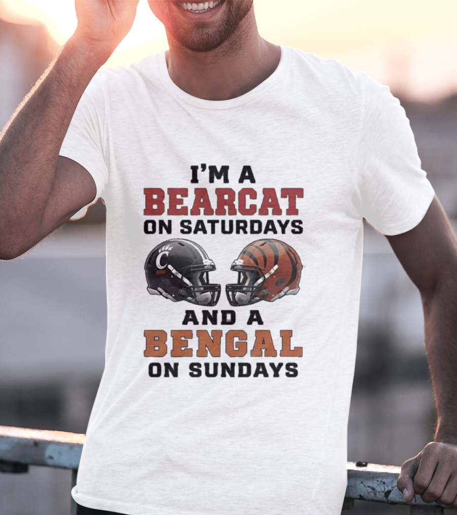 I'm A Bearcat On Saturdays And A Bengal On Sundays Football Helmet T-Shirt
