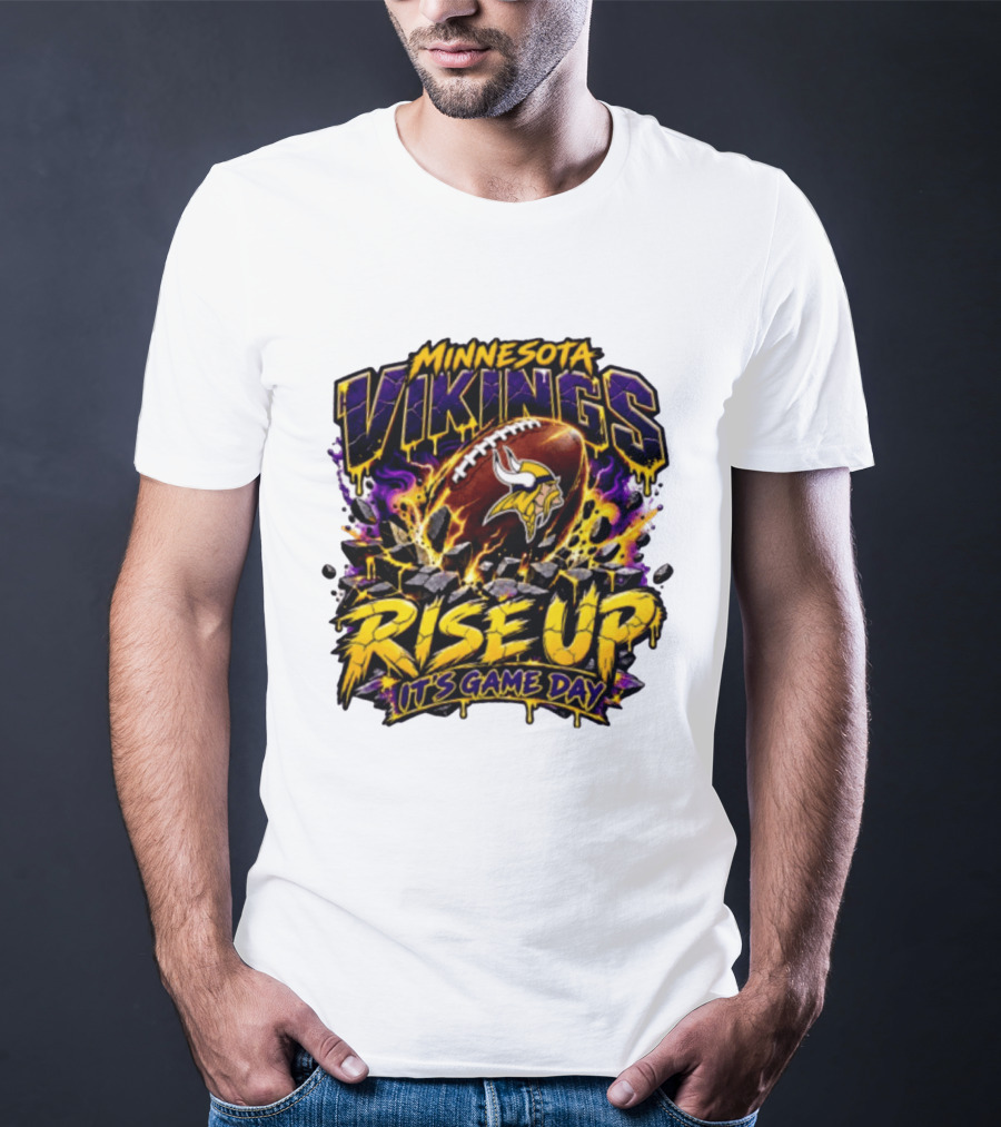 Minnesota Vikings Rise Up It's Game Day Football Vivid Color Explosion T-Shirt