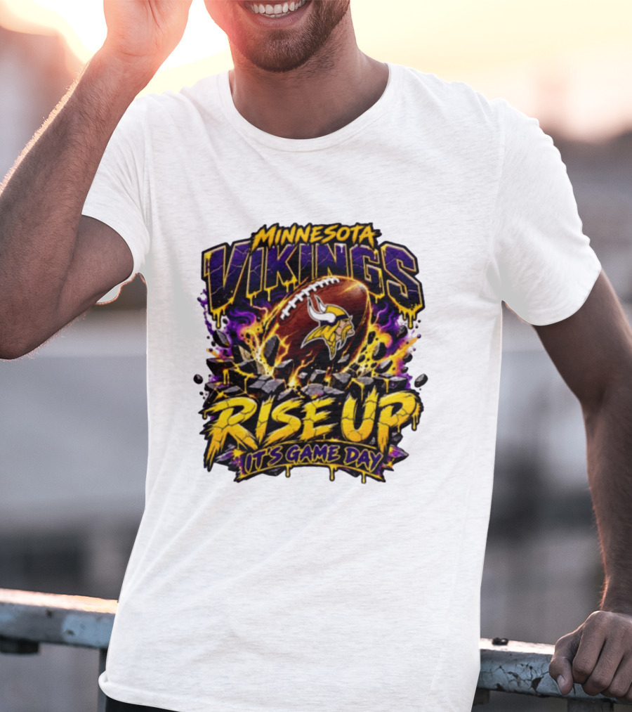 Minnesota Vikings Rise Up It's Game Day Football Vivid Color Explosion T-Shirt