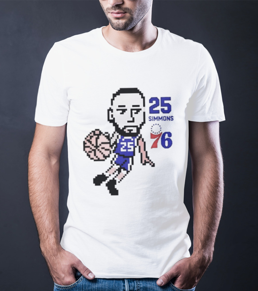 Ben Simmons 25 Philadelphia 76ers Pixel Art With Basketball T-Shirt