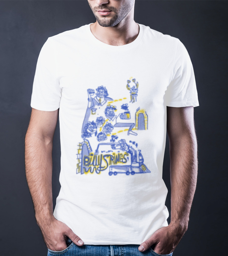 Billy Strings Store Train With Dates Jason Look Blue And Yellow T-Shirt