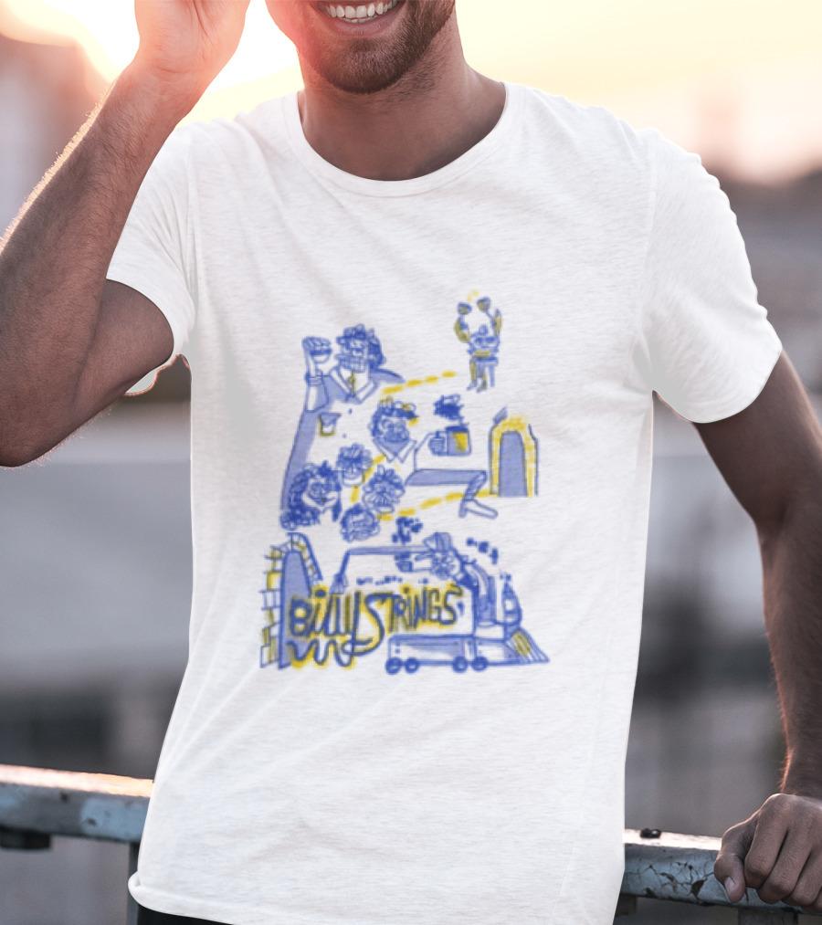 Billy Strings Store Train With Dates Jason Look Blue And Yellow T-Shirt