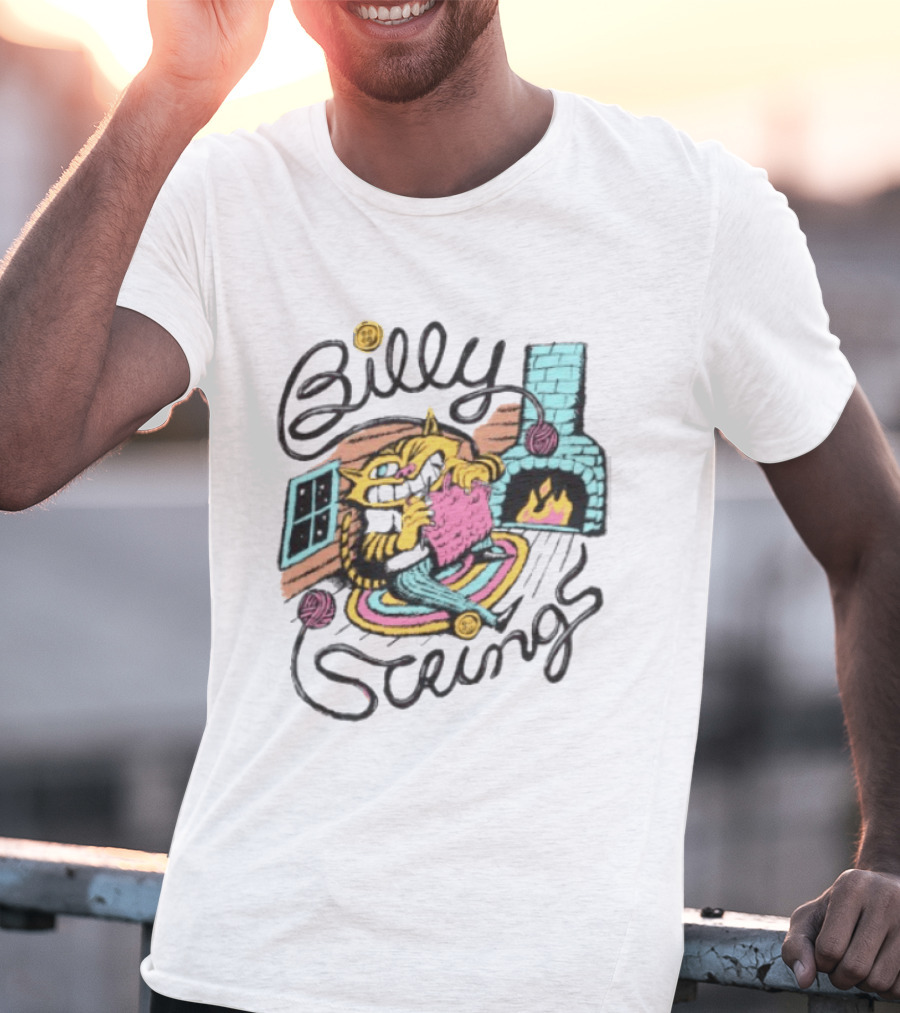 Billy Strings Store Yarn Ladies Nathan Hardyman Cat Knitting By Fireplace T-Shirt