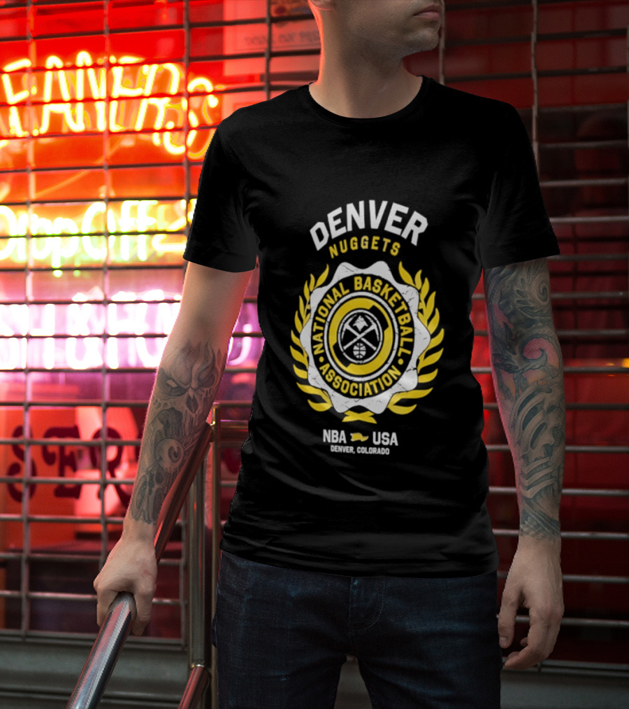 Denver Nuggets National Basketball Association NBA USA Laurel Crest Flocking 2026 T-Shirt