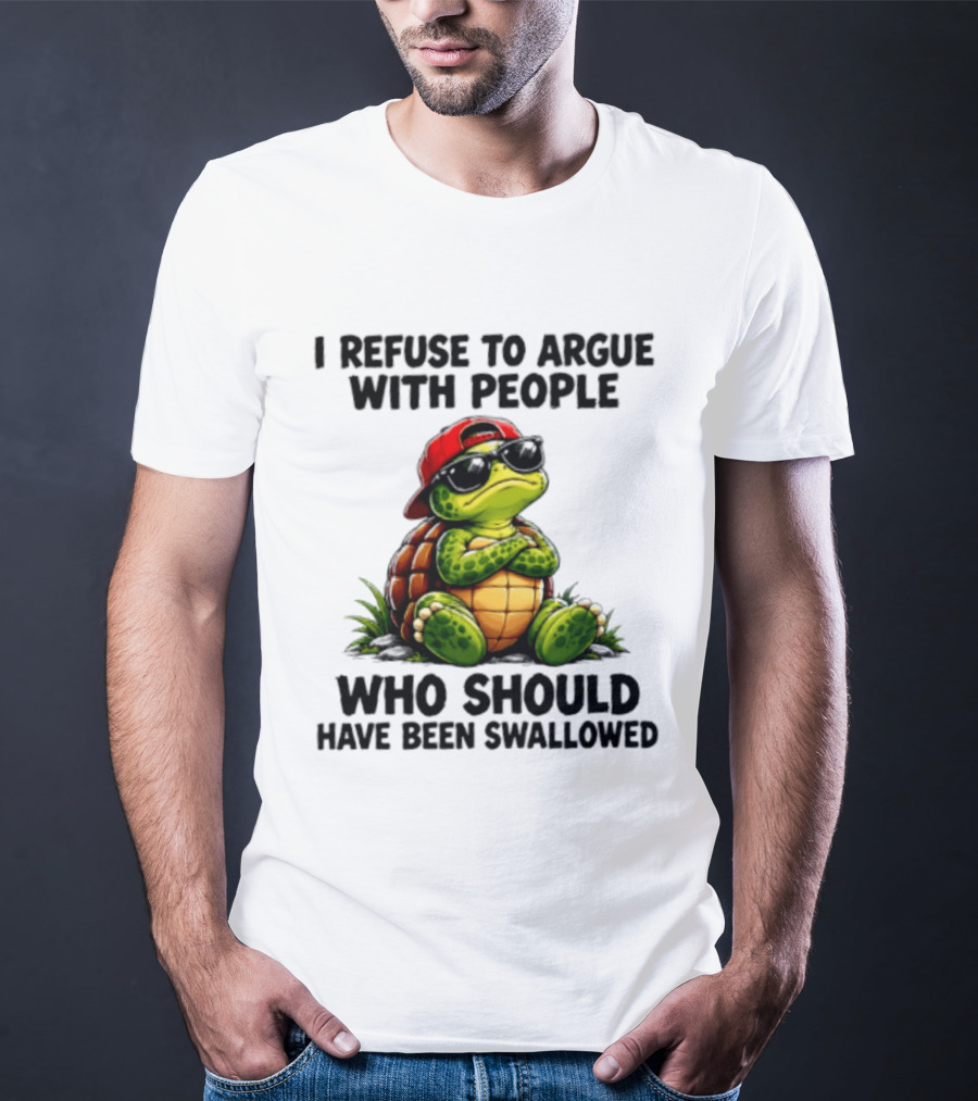 I Refuse To Argue Cool Turtle Red Hat Sunglasses Retro Fun T-Shirt