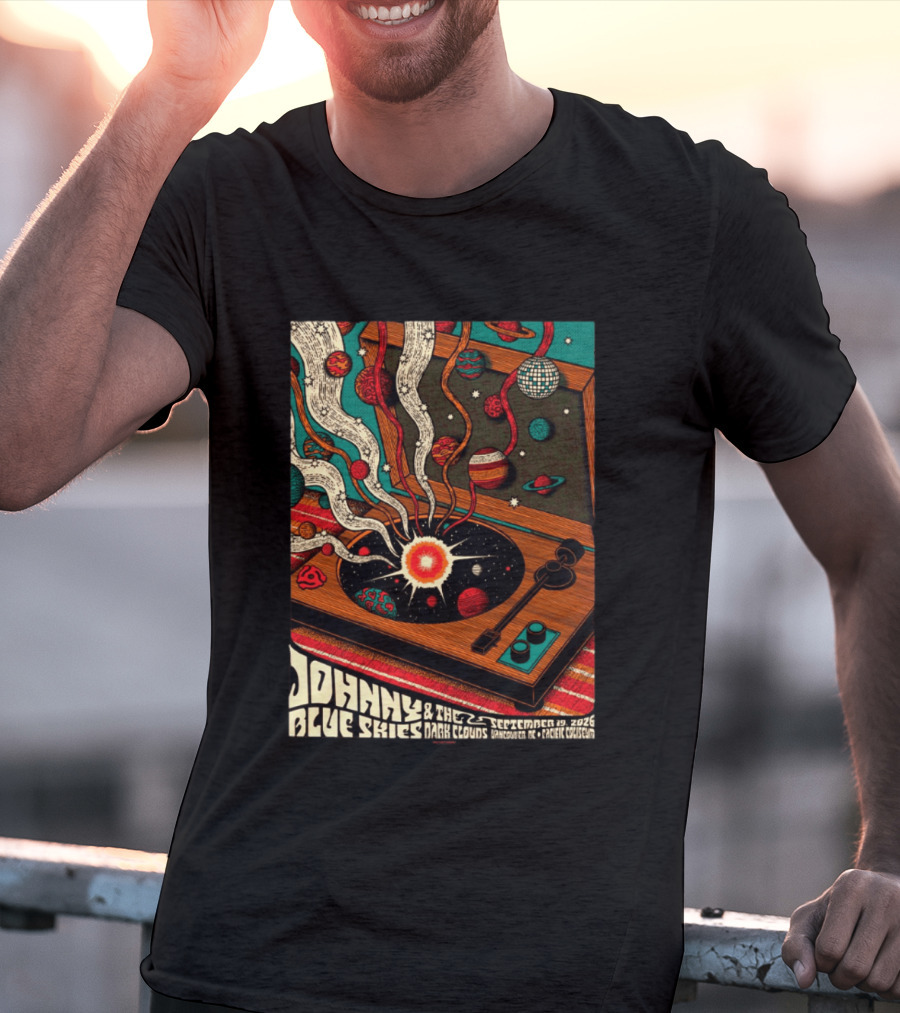 Johnny Blue Skies And The Dark Clouds Vancouver BC 2026 Event Live At Pacific Coliseum September 19 Vinyl Record Planets T-Shirt