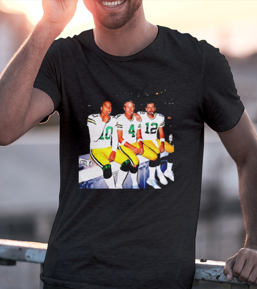 Jordan Love Brett Favre Aaron Rodgers Green Bay Packers Smoking And Beer Celebration T-Shirt