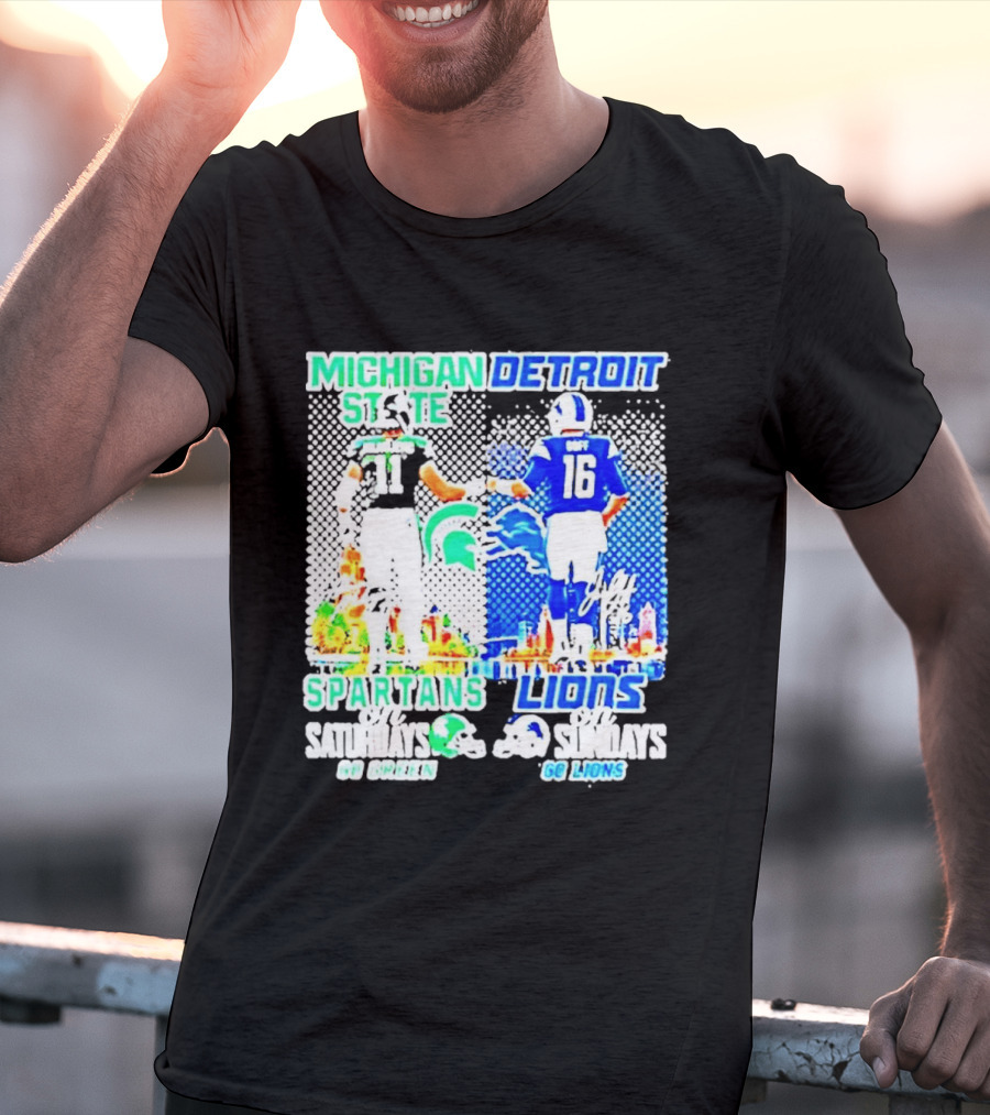 Michigan State Spartans Vs Detroit Lions Go Green Go Lions Football Showdown T-Shirt