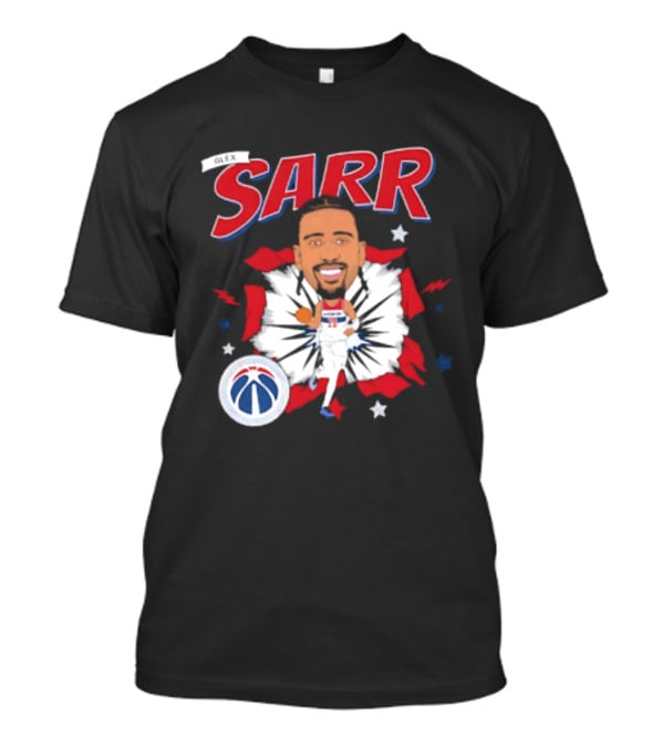 Sarr Washington Wizards Basketball Player Caricature With Team Logo And Stars T-Shirt