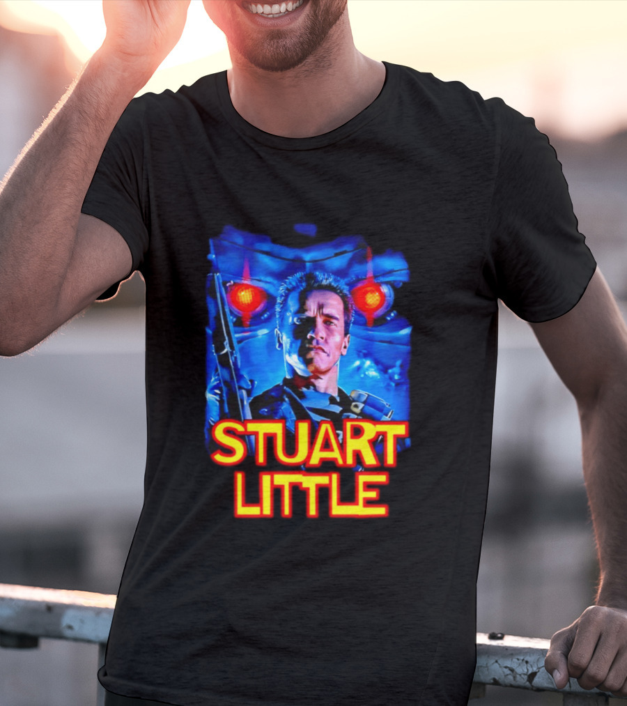 Stuart Little Arnold Schwarzenegger Parody Skynet Cyborg Fusion T-Shirt