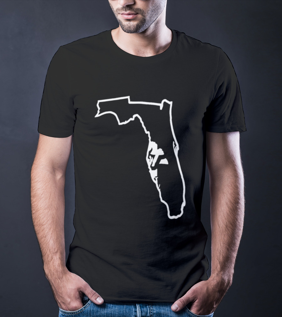 Florida State Outline Map White On Black T-Shirt