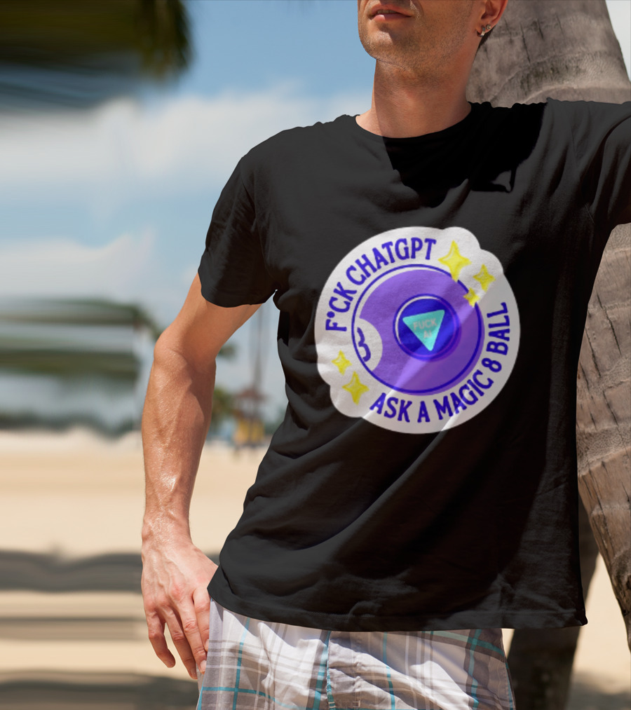 F*ck ChatGPT Ask A Magic 8 Ball F*ck AI Purple With Stars T-Shirt