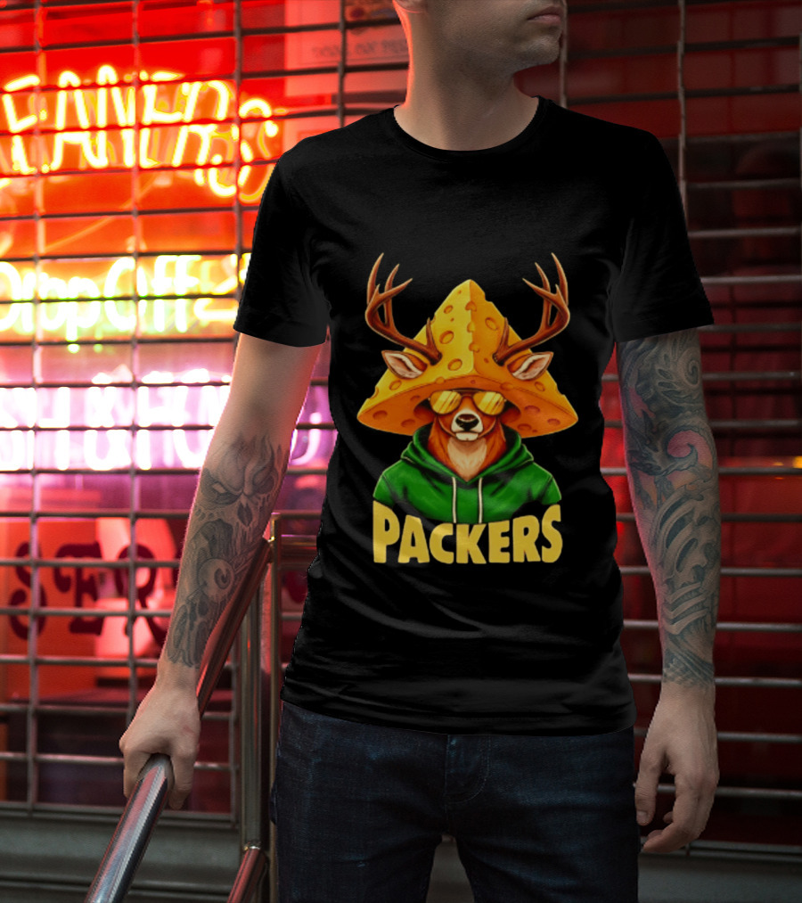 Cheesehead Deer Packers Fan Gear Green Bay Football T-Shirt