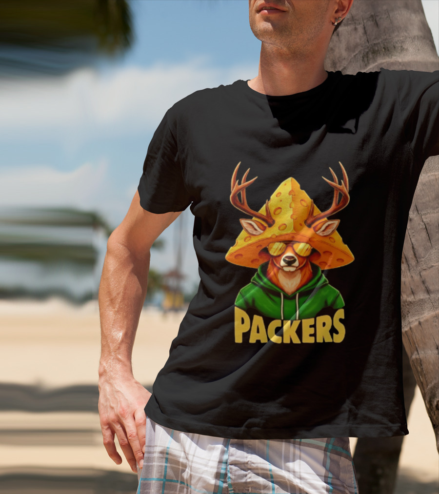 Cheesehead Deer Packers Fan Gear Green Bay Football T-Shirt