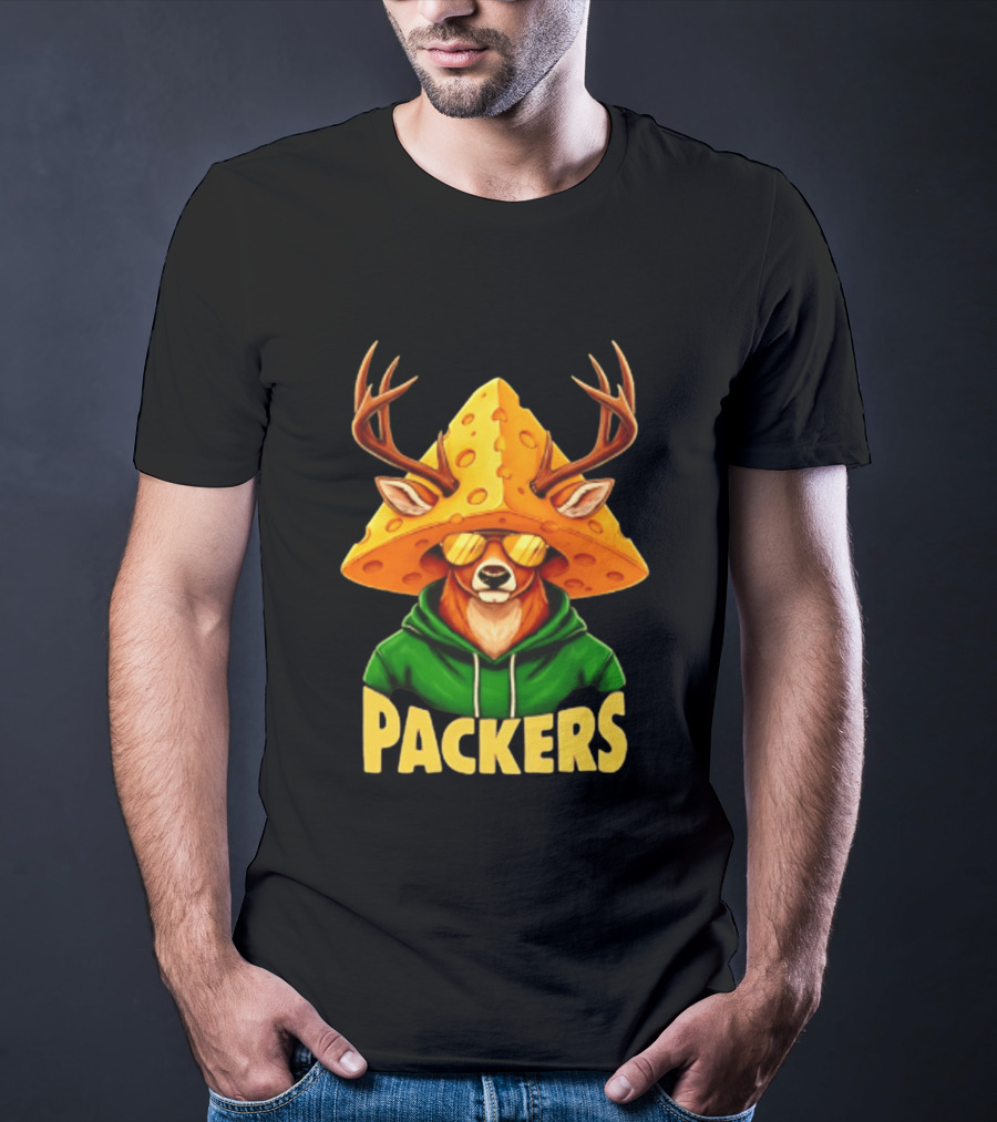 Cheesehead Deer Packers Fan Gear Green Bay Football T-Shirt