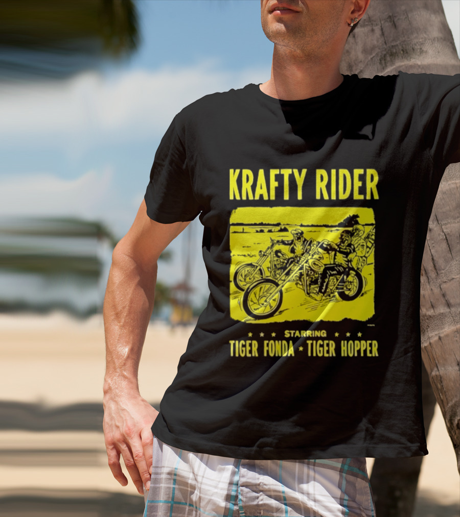 Krafty Rider Starring Tiger Fonda Tiger Hopper Vintage Motorcycle Adventure T-Shirt