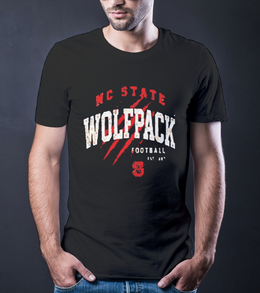 NC State Wolfpack Football Scratch Mark Est 89 T-Shirt