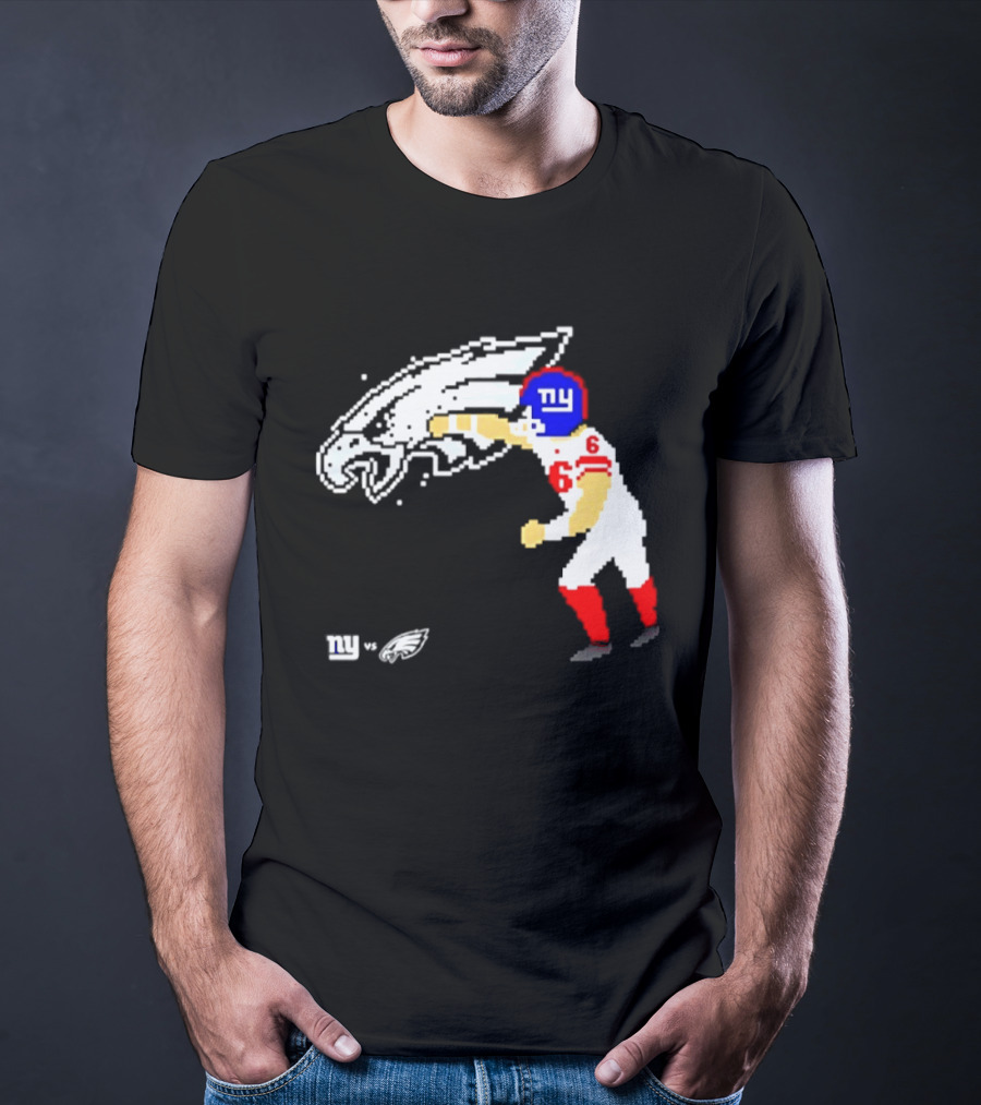 New York Giants Jaxson Dart Vs Philadelphia Eagles Retro Pixel T-Shirt