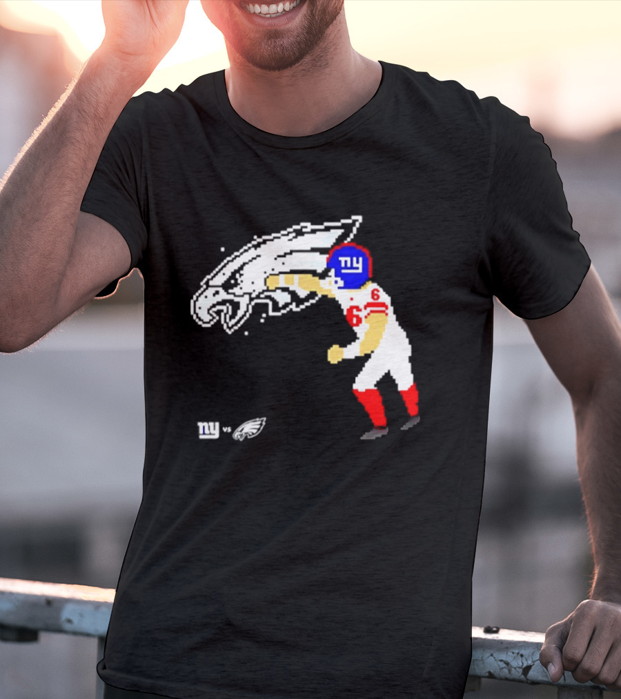 New York Giants Jaxson Dart Vs Philadelphia Eagles Retro Pixel T-Shirt