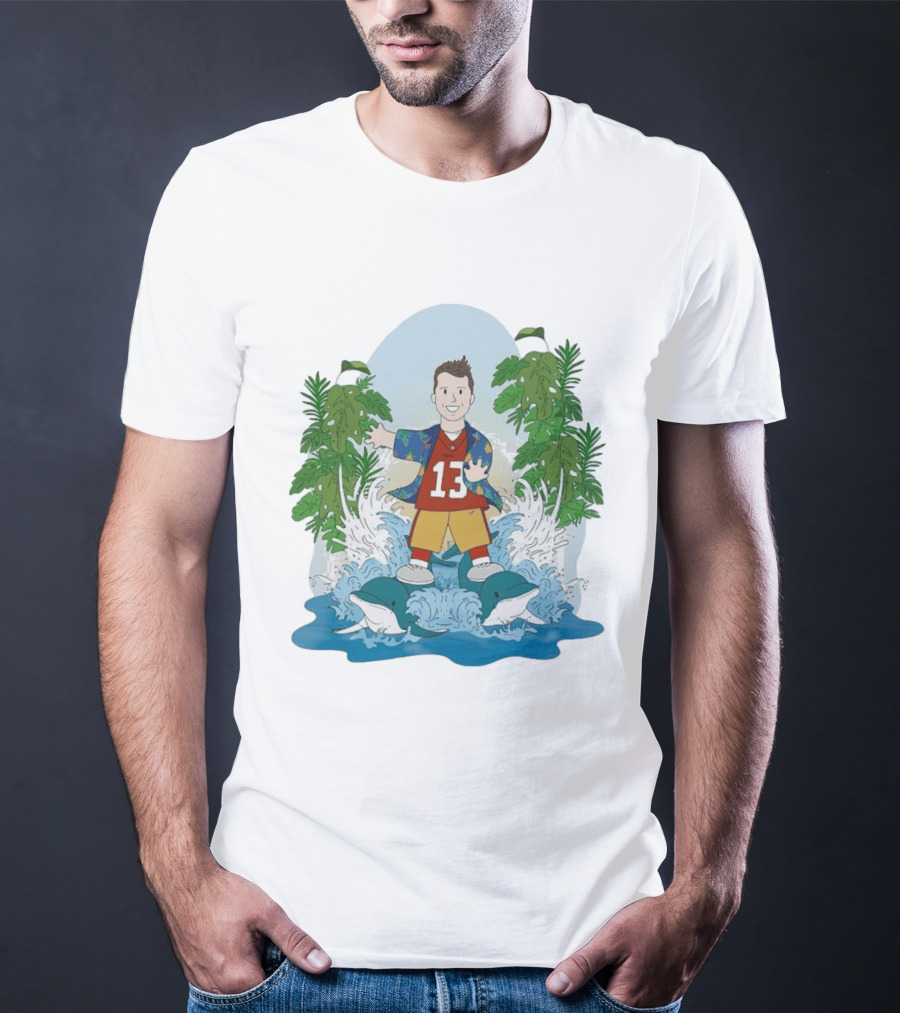 Brock Purdy 13 Surfing Dolphins Tropical Paradise Adventure T-Shirt