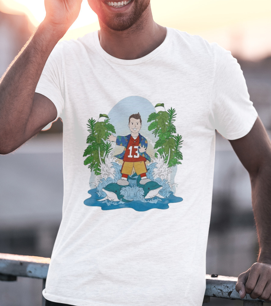 Brock Purdy 13 Surfing Dolphins Tropical Paradise Adventure T-Shirt
