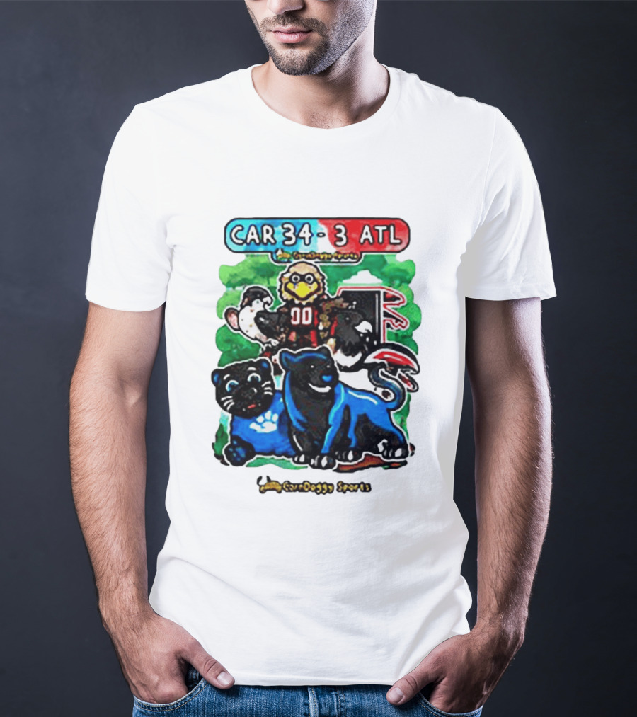 CAR 34 3 ATL CornDoggy Sports Panthers Falcons Cartoon Game Day T-Shirt