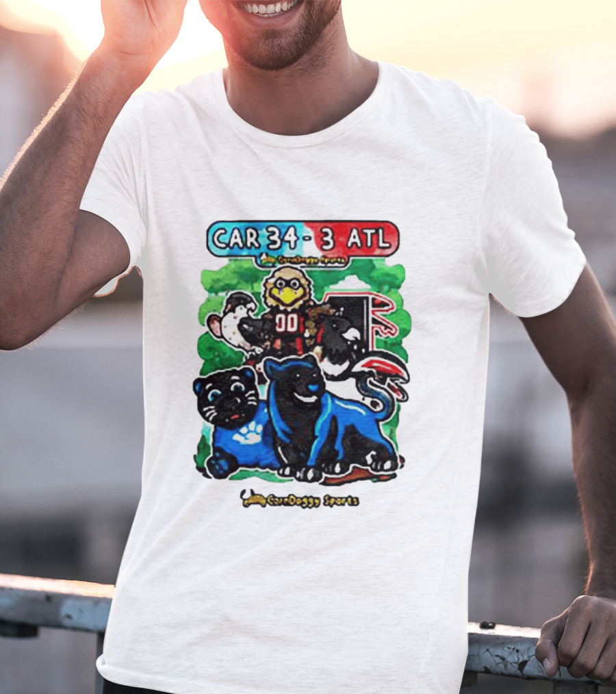 CAR 34 3 ATL CornDoggy Sports Panthers Falcons Cartoon Game Day T-Shirt